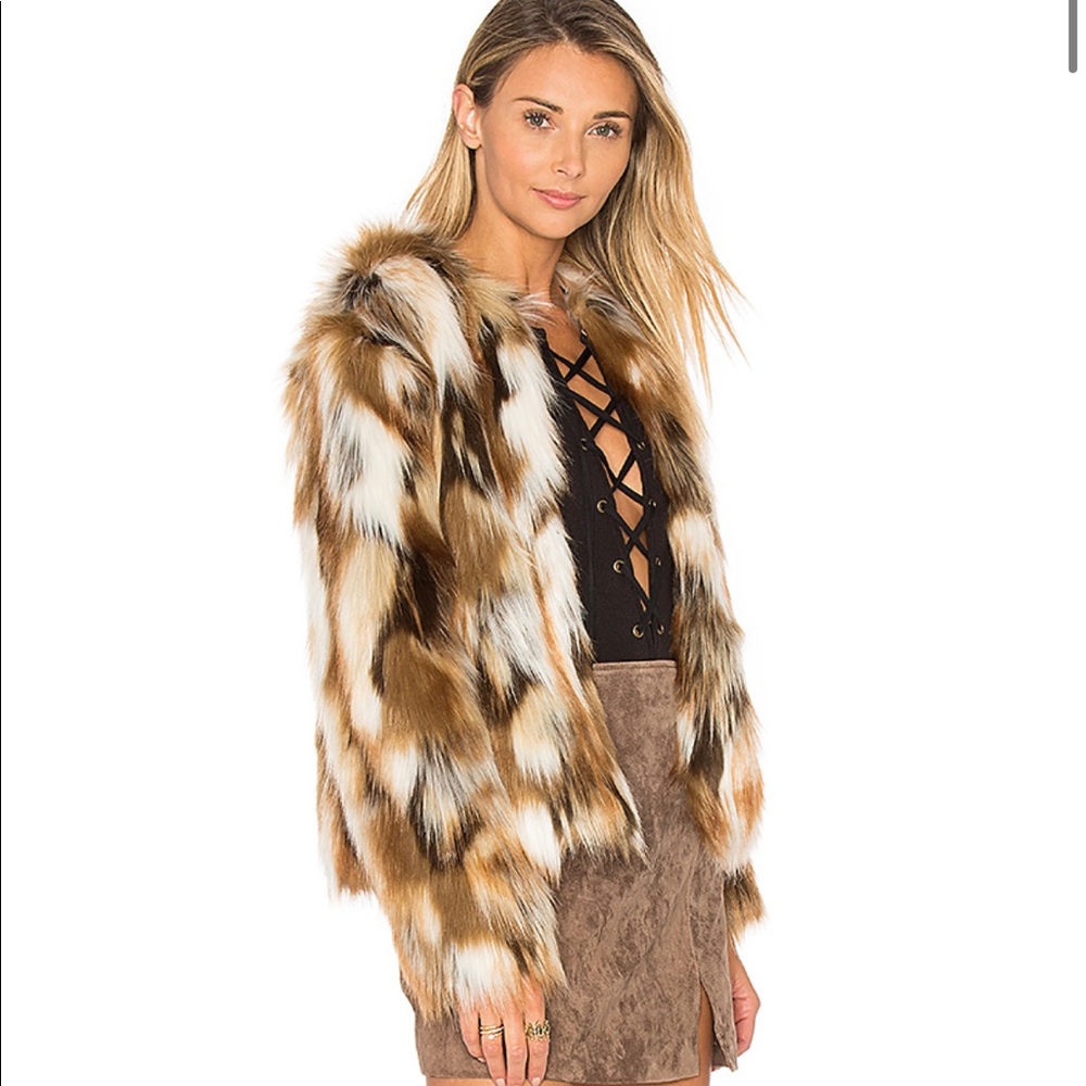 NWOT Tularosa Faux Fur Jacket - Beige/Black